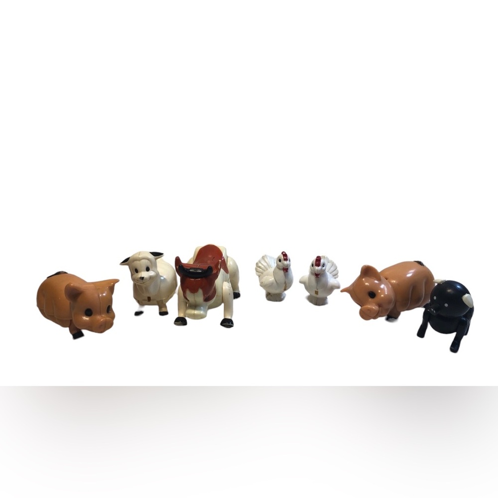 Lot of Vintage Fisher-Price Farm Animals Pigs, Cow, Hens & Sheep